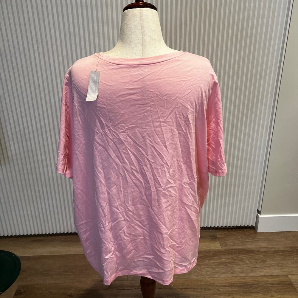LAND'S END Women's Oversized Supima Short Sleeve Crew Neck T-Shirt Size 3X Pink - Picture 5 of 11